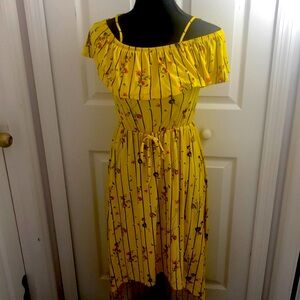 Girls Sleeveless Yellow Long Floral Dress